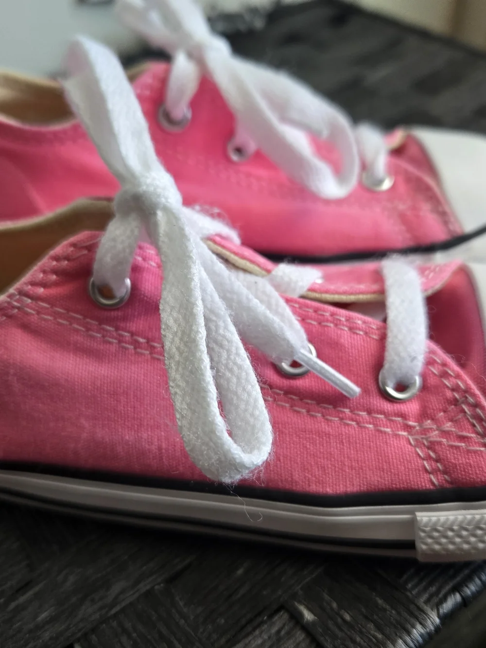 Converse Kids Low Top Canvas Sneakers - Hot Pink with White Accents